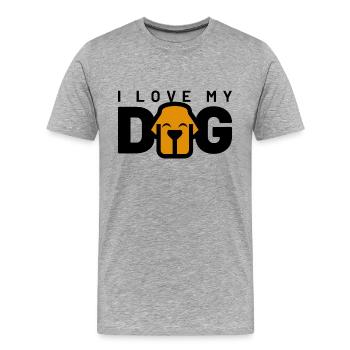 J’AIME MON CHIEN - T-shirt bio Premium Homme - gris chiné - Devant - Damien (186cm)