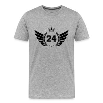 wappen 24 - Männer Premium Bio T-Shirt - Grau meliert - Vorne - Damien (186cm)
