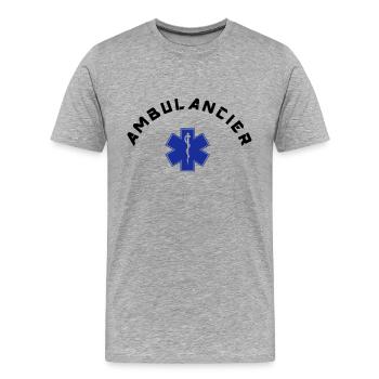 ambulancier logo - T-shirt bio Premium Homme - gris chiné - Devant - Damien (186cm)