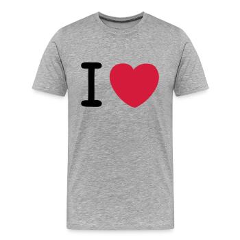 I love Original - Männer Premium Bio T-Shirt - Grau meliert - Vorne - Damien (186cm)