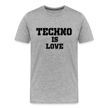 la techno c'est l'amour - T-shirt bio Premium Homme - gris chiné - Devant - Damien (186cm)