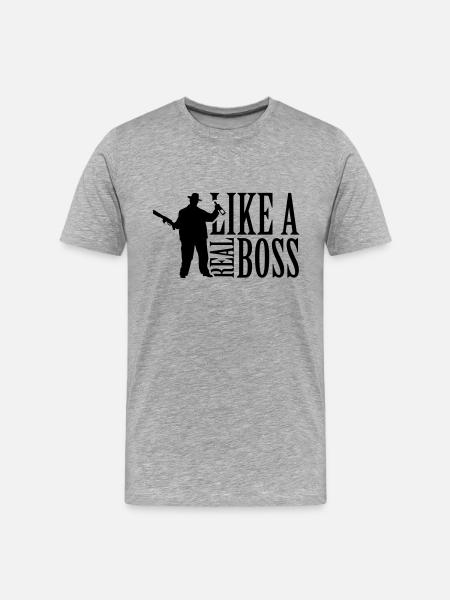 like_a_real_boss_t1 - Männer Premium Bio T-Shirt - Grau meliert
