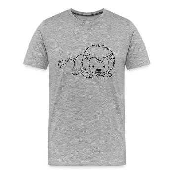 kleiner_loewe_01 - Männer Premium Bio T-Shirt - Grau meliert - Vorne - Damien (186cm)