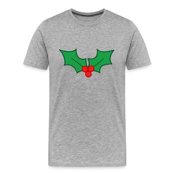 Houx de noel porte bonheur - T-shirt bio Premium Homme - gris chiné - Devant - Damien (186cm)