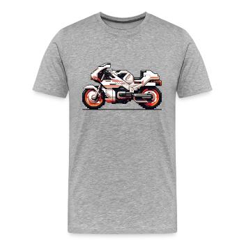 Machine de course de moto comme vecteur 8 bits - T-shirt bio Premium Homme - gris chiné - Devant - Damien (186cm)