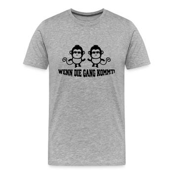 affen gang - Männer Premium Bio T-Shirt - Grau meliert - Vorne - Damien (186cm)