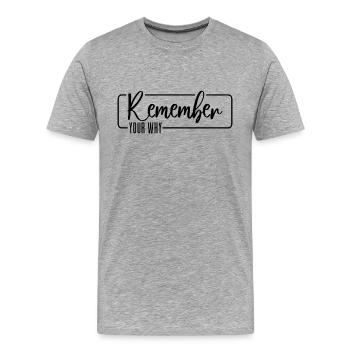 Souvenez-vous de votre pourquoi - T-shirt bio Premium Homme - gris chiné - Devant - Damien (186cm)