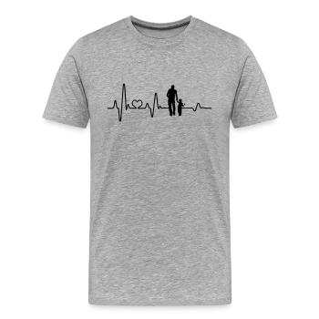Bester Papa Vater und Sohn Hand in Hand Herzschlag - Männer Premium Bio T-Shirt - Grau meliert - Vorne - Damien (186cm)