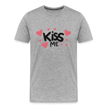 Embrasse-moi - T-shirt bio Premium Homme - gris chiné - Devant - Damien (186cm)