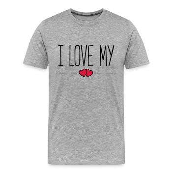 i love my - Männer Premium Bio T-Shirt - Grau meliert - Vorne - Damien (186cm)
