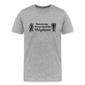 Vogtland autonom Greif Löwe Sachsen Bergrepublik - Männer Premium Bio T-Shirt - Grau meliert - Vorne - Damien (186cm)