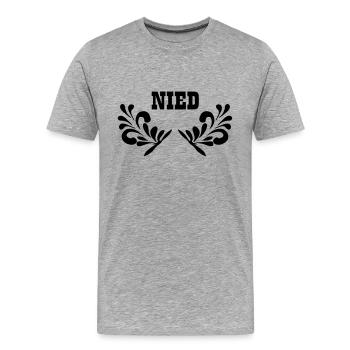 NIED - Frankfurt Stadtteil Shirt - Männer Premium Bio T-Shirt - Grau meliert - Vorne - Damien (186cm)