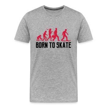 text born to skate evolution brett skater skateboa - Männer Premium Bio T-Shirt - Grau meliert - Vorne - Damien (186cm)