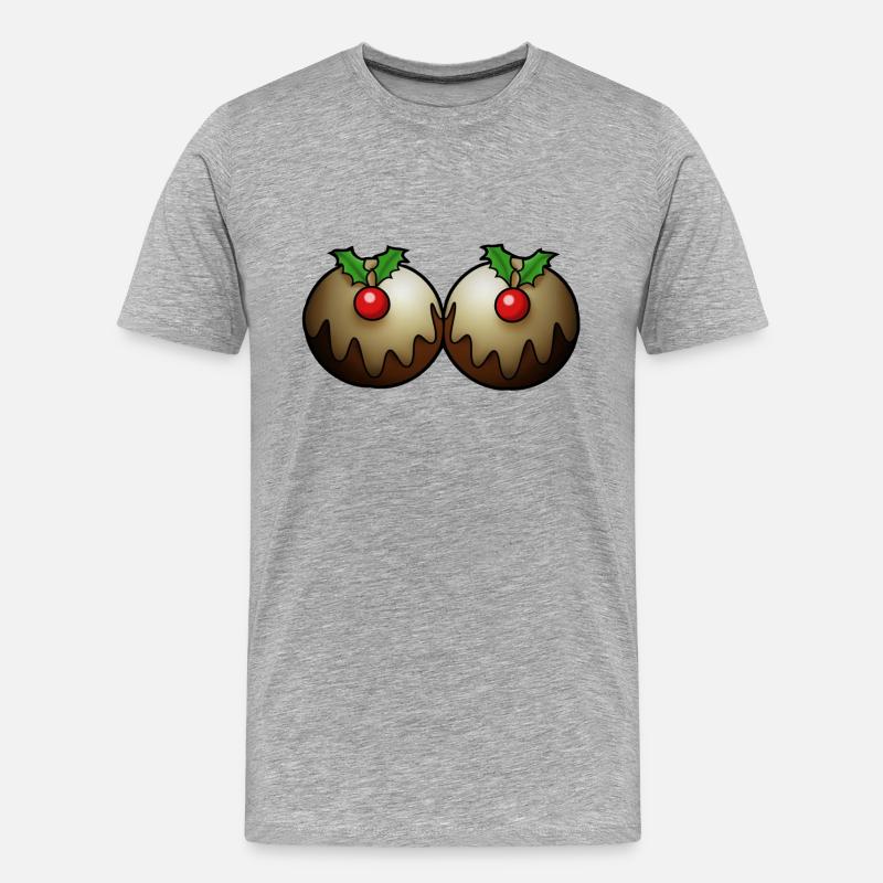 Weihnachtskuchen - Männer Premium Bio T-Shirt - Grau meliert