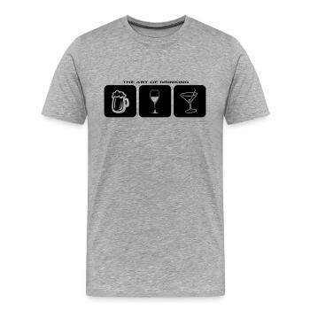 Trinken Fun Party Bier Sekt Wein Geburtstag - Männer Premium Bio T-Shirt - Grau meliert - Vorne - Damien (186cm)