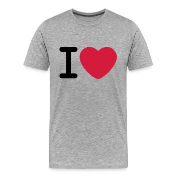 I love - Men's Premium Organic T-Shirt - heather grey - Front - Damien (186cm)