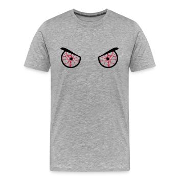 fronçant les sourcils yeux injectés de sang - T-shirt bio Premium Homme - gris chiné - Devant - Damien (186cm)