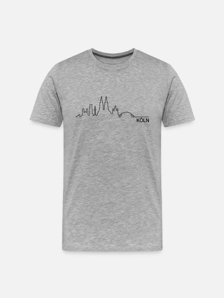 Skyline Köln Linie - Männer Premium Bio T-Shirt - Grau meliert