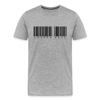 Leider Geil Barcode - Männer Premium Bio T-Shirt - Grau meliert - Vorne - Damien (186cm)