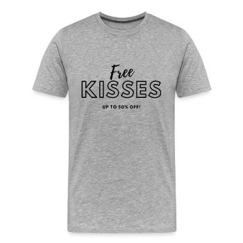 baisers gratuits2023 - T-shirt bio Premium Homme - gris chiné - Devant - Damien (186cm)