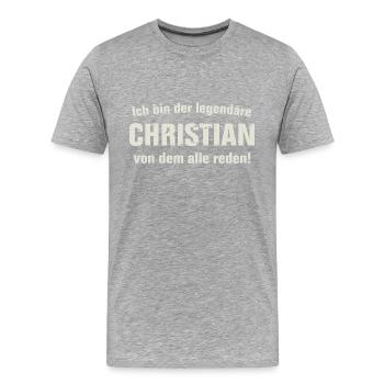 Der legendäre Christian - Männer Premium Bio T-Shirt - Grau meliert - Vorne - Damien (186cm)