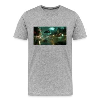 Cyberpunk City - Men's Premium Organic T-Shirt - heather grey - Front - Damien (186cm)