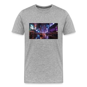 Cyberpunk City2 - T-shirt bio Premium Homme - gris chiné - Devant - Damien (186cm)