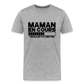maman(veuillez patienter) - T-shirt bio Premium Homme - gris chiné - Devant - Damien (186cm)