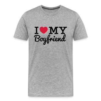 I Love My Boyfriend - T-shirt bio Premium Homme - gris chiné - Devant - Damien (186cm)