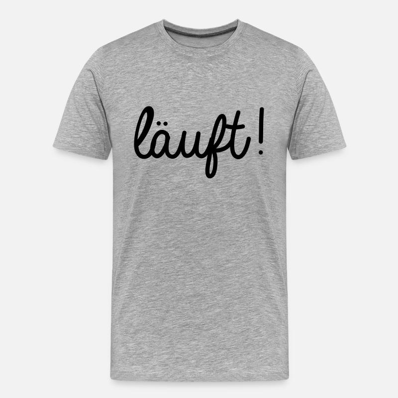 laeuft - Männer Premium Bio T-Shirt - Grau meliert