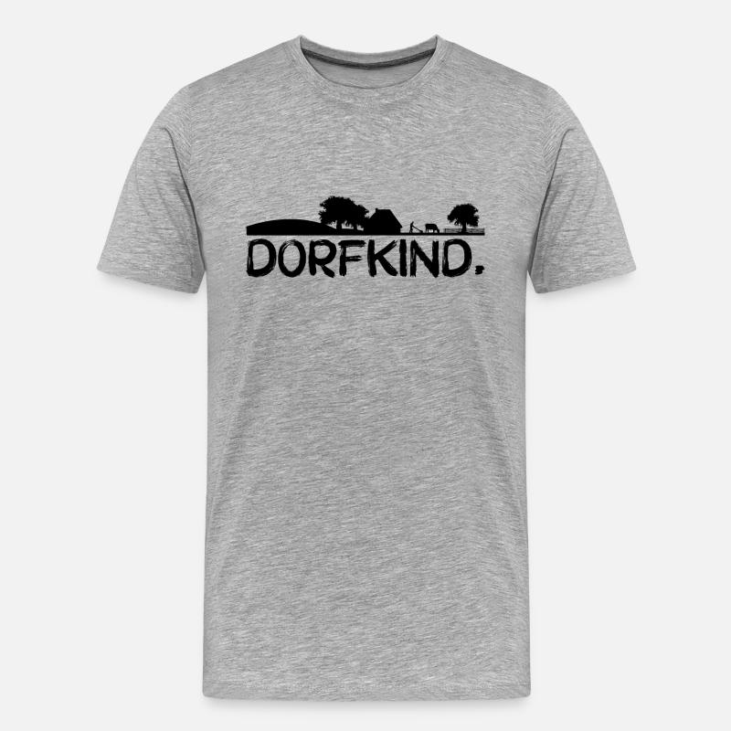 Dorfkind. schwarz - Männer Premium Bio T-Shirt - Grau meliert