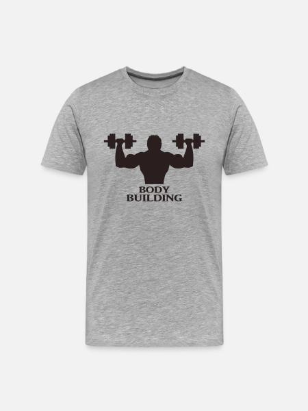 Bodybuilder mit Hanteln - Männer Premium Bio T-Shirt - Grau meliert