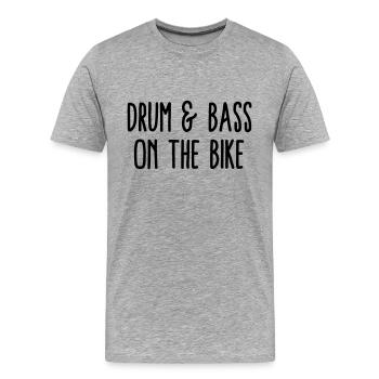 Musique Drum and bass en vélo - T-shirt bio Premium Homme - gris chiné - Devant - Damien (186cm)