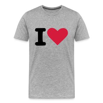 i love - Männer Premium Bio T-Shirt - Grau meliert - Vorne - Damien (186cm)