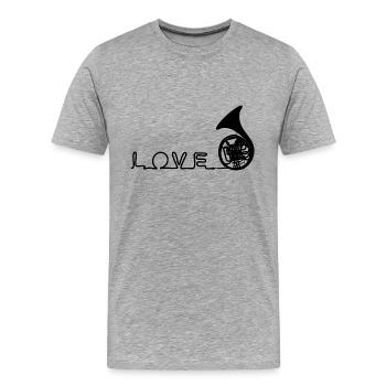 Horn Liebe * Love Horn * Waldhorn * I love music - Männer Premium Bio T-Shirt - Grau meliert - Vorne - Damien (186cm)
