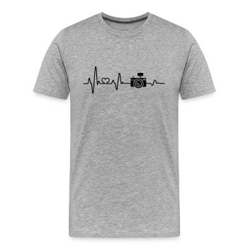 Fotograf fotografieren Herzschlag Fotografie Liebe - Männer Premium Bio T-Shirt - Grau meliert - Vorne - Damien (186cm)