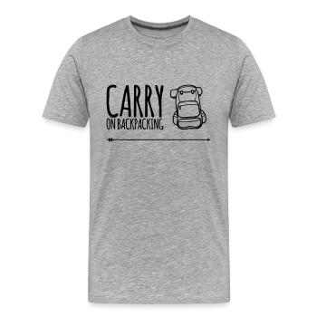 Carry On Backpacking - Backpacker Geschenkidee - Männer Premium Bio T-Shirt - Grau meliert - Vorne - Damien (186cm)