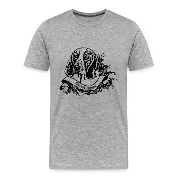 Basset Hound an Retro Banner - Men's Premium Organic T-Shirt - heather grey - Front - Damien (186cm)