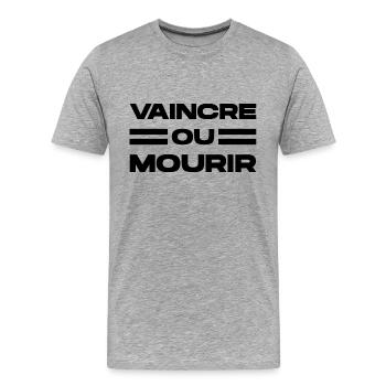 Vaincre ou Mourir - T-shirt bio Premium Homme - gris chiné - Devant - Damien (186cm)