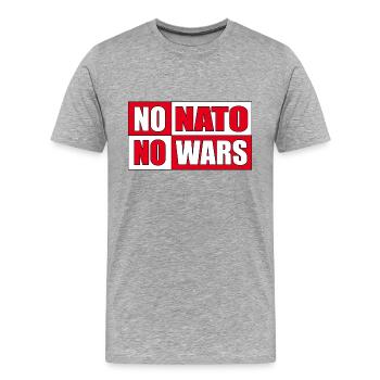 No Nato No Wars - Männer Premium Bio T-Shirt - Grau meliert - Vorne - Damien (186cm)