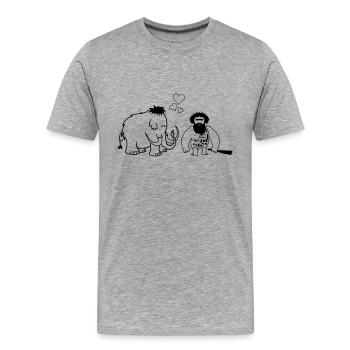 Mammouth Caveman Love - T-shirt bio Premium Homme - gris chiné - Devant - Damien (186cm)