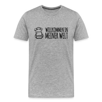 Willkommen in meiner Welt! Reisen Backpacker - Männer Premium Bio T-Shirt - Grau meliert - Vorne - Damien (186cm)