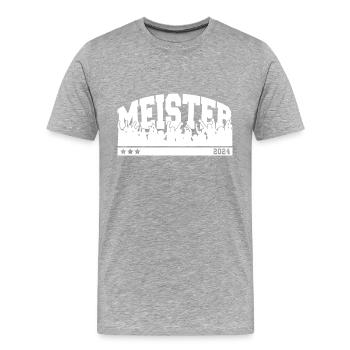 Meister 2024 - Männer Premium Bio T-Shirt - Grau meliert - Vorne - Damien (186cm)
