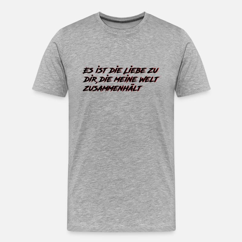 Liebes Spruch - Männer Premium Bio T-Shirt - Grau meliert