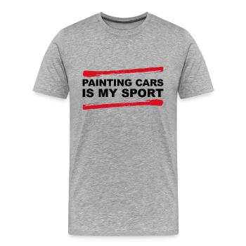 Autos lackieren ist mein Sport - Autolack Geschenk - Männer Premium Bio T-Shirt - Grau meliert - Vorne - Damien (186cm)