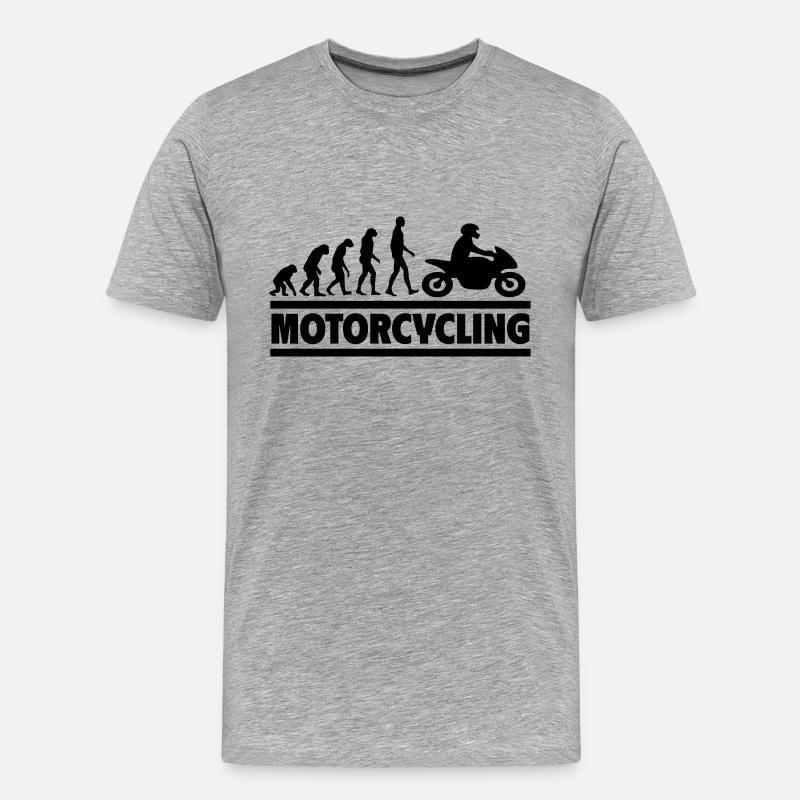 Motorradfahren Evolution Perfektes Geschenk Biker - Männer Premium Bio T-Shirt - Grau meliert