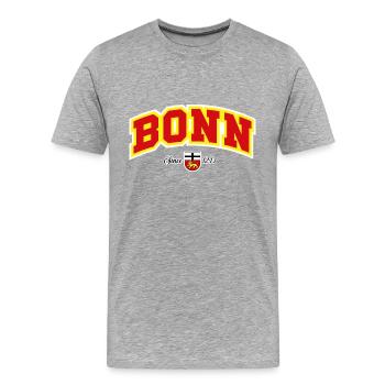 Bonn - Männer Premium Bio T-Shirt - Grau meliert - Vorne - Damien (186cm)