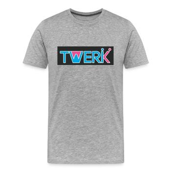 Logo TWERK avec W rempli de Rose - T-shirt bio Premium Homme - gris chiné - Devant - Damien (186cm)