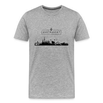 Skyline de la ville hanséatique de Hambourg | Bloqué | HH - T-shirt bio Premium Homme - gris chiné - Devant - Damien (186cm)