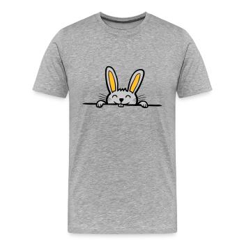 Häschen versteckt sich - Männer Premium Bio T-Shirt - Grau meliert - Vorne - Damien (186cm)